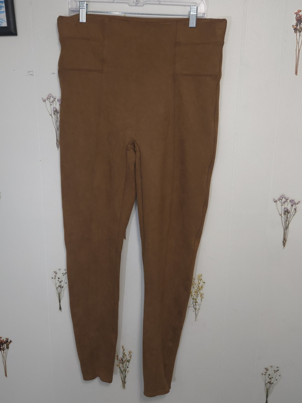 SPANX Faux Suede High-Rise Leggings - Camel Brown 1XL TALL